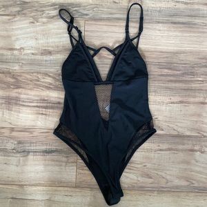 iheartraves fishnet detail black bodysuit